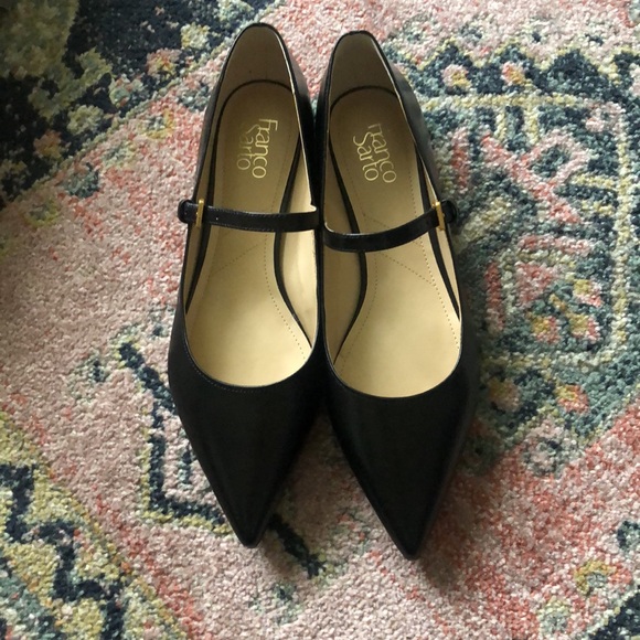 Franco Sarto Nalin Pointed Toe Flat Black Mary Jane Flats Leather Style Loafer - Picture 8 of 13